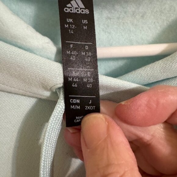 Adidas Mint Green Pullover Hoodie M | Purple Logo Soft Pastel Aqua Sweatshirt - Picture 3 of 5